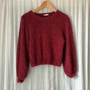 Altar'd State Fuzzy Burgundy Crewneck Sweater